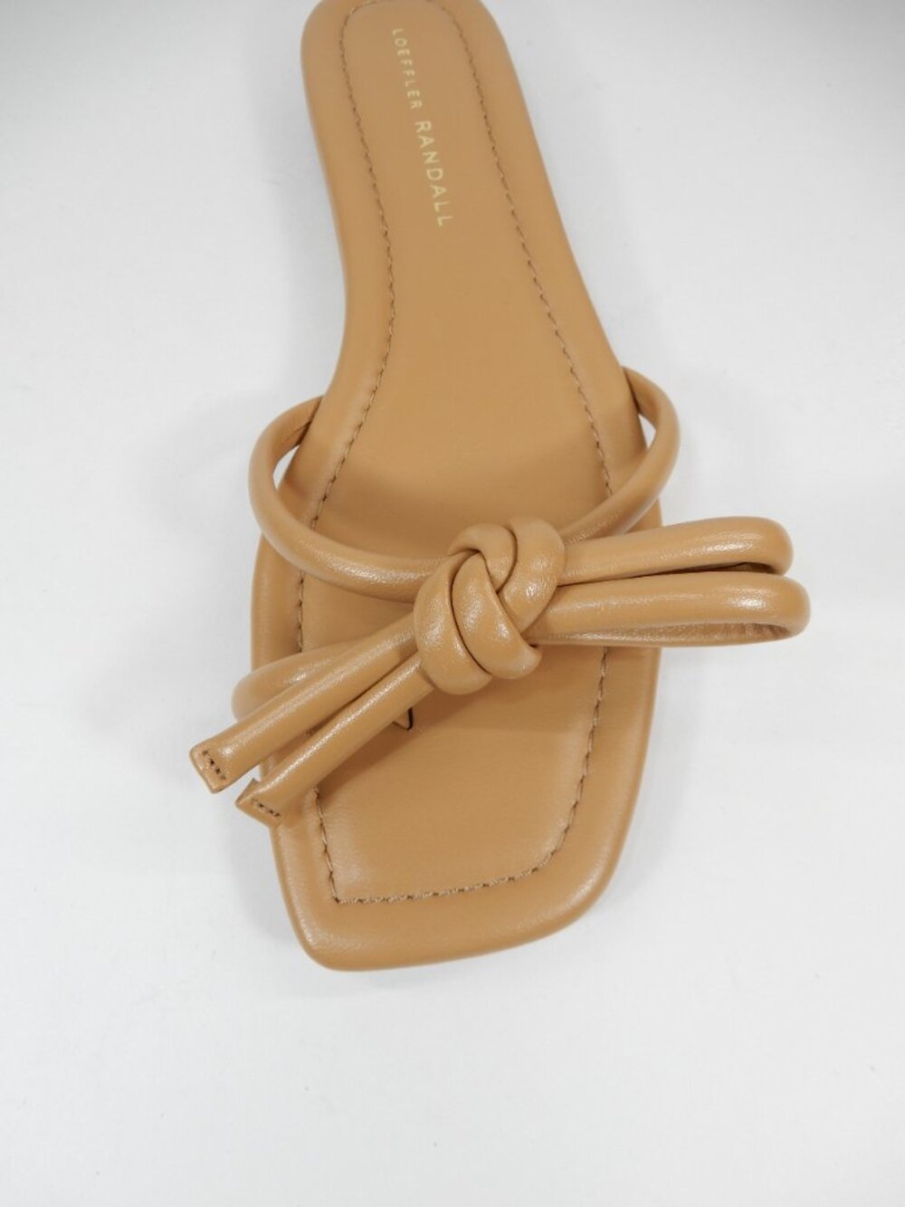 Loeffler Randall Hadley Bow Flat SANDALS Size 8 Tan Leather Square Toe NEW $250 - Picture 7 of 15